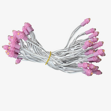 A bunch of 5-inch single color LEDs in various colors attached to copper wires, arranged in rows.
