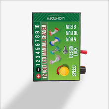 12 volt LED manual chaser controller with green display on a white background