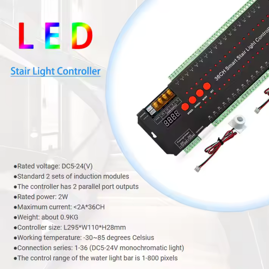 Led Lights For Stairs Motion Sensor LED Stair Light Controller Intelligent Automatic Cascaded Staircase Ladder Step Light Controller For Stairway Light, Step Lights Pir Sensor Stair Lights