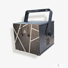 Black and gray geometric-patterned device on a white background