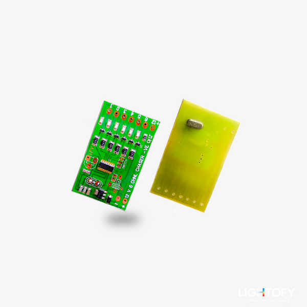 12 Volt 6 channel forward reverse LED chaser board with multi-board sync crystal