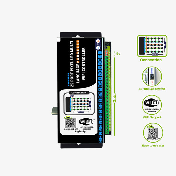  Pixel led 25 port Parallel Wifi controller