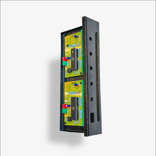 Electronic module with two circuit boards on a white background