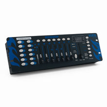 DJ controller with blue and white design on a white background