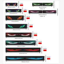 Various LED eye designs with dimensions on a white background