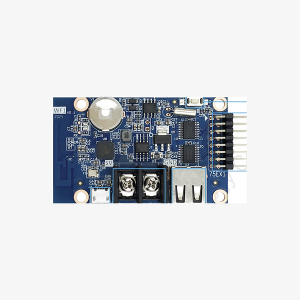 Three blue circuit boards labeled HD-WF1, HD-WF2, and HD-WF4 with electronic components and connectors visible.