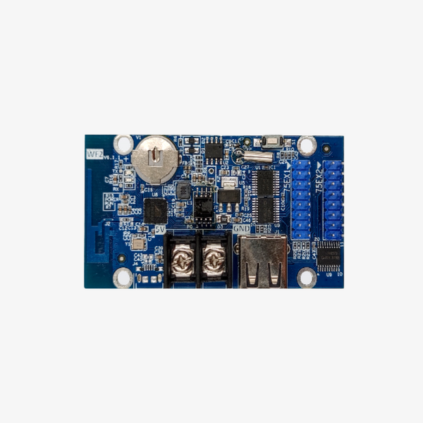Three blue circuit boards labeled HD-WF1, HD-WF2, and HD-WF4 with electronic components and connectors visible.