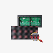 An LED module with individual red, green, blue, and yellow lights arranged in a matrix pattern, displaying the words 'Red', 'Green', 'Blue', and 'Yellow'.