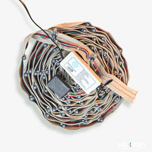Close-up of electronic components on a white background