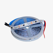Roll of LED strip light on a white background