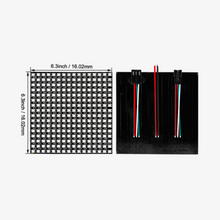 Pixel LED flexible panel with dimensions labeled, equipped with red and black wires and a black casing.