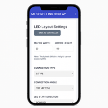 Smartphone displaying LED layout settings on a white background