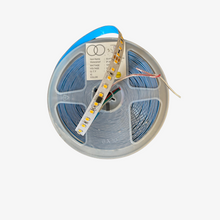 A coil of LED strip lighting designed for use in lighting fixtures, displaying various LED nodes along a flexible strip.