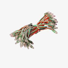 A bundle of WS2811 5 inch pixel LEDs with green and red wires.
