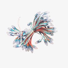 A bundle of WS2811 pixel LED lights with multicolored wiring.