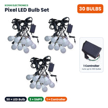 Pixel LED Bulb Set RGB + Warm White - 30 bulbs, 3 SMPS, 1 controller