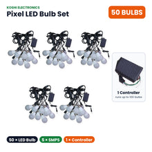 Pixel LED Bulb Set RGB + Warm White - 50 bulbs, 5 SMPS, 1 controller