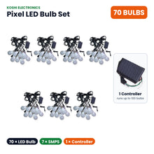 Pixel LED Bulb Set RGB + Warm White - 70 bulbs, 7 SMPS, 1 controller