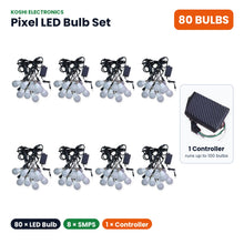 Pixel LED Bulb Set RGB + Warm White - 80 bulbs, 8 SMPS, 1 controller