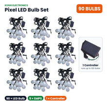 Pixel LED Bulb Set RGB + Warm White - 90 bulbs, 9 SMPS, 1 controller