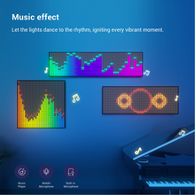LED light panels with music effect on a blue background, featuring a piano.