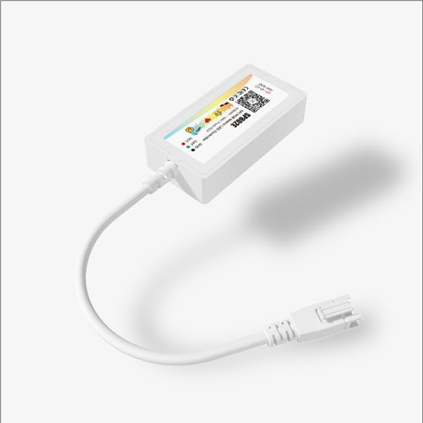 White electronic device with a cable on a white background