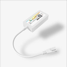 White electronic device with a cable on a white background