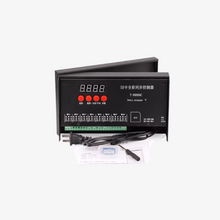 A black T8000 LED controller for pixels lights with a digital display, buttons, and a connected cable.