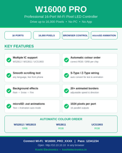 W16000 PRO features and specifications infographic - Koshi Electronics
