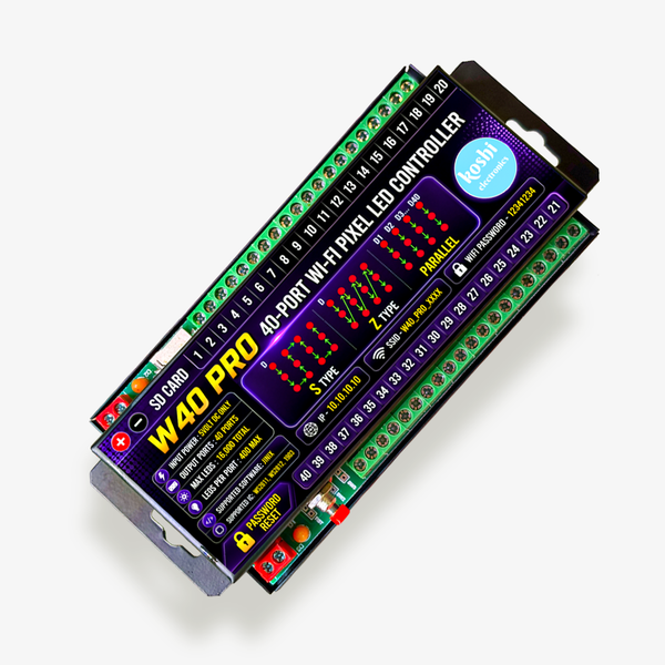 W40 PRO 40-Port Wi-Fi Pixel LED Controller | 16000 Pixels | True Parallel HD Video & Text | Koshi Electronics