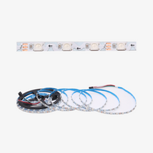A flexible LED strip light with individual LED pixels visible, displayed on a white background.
